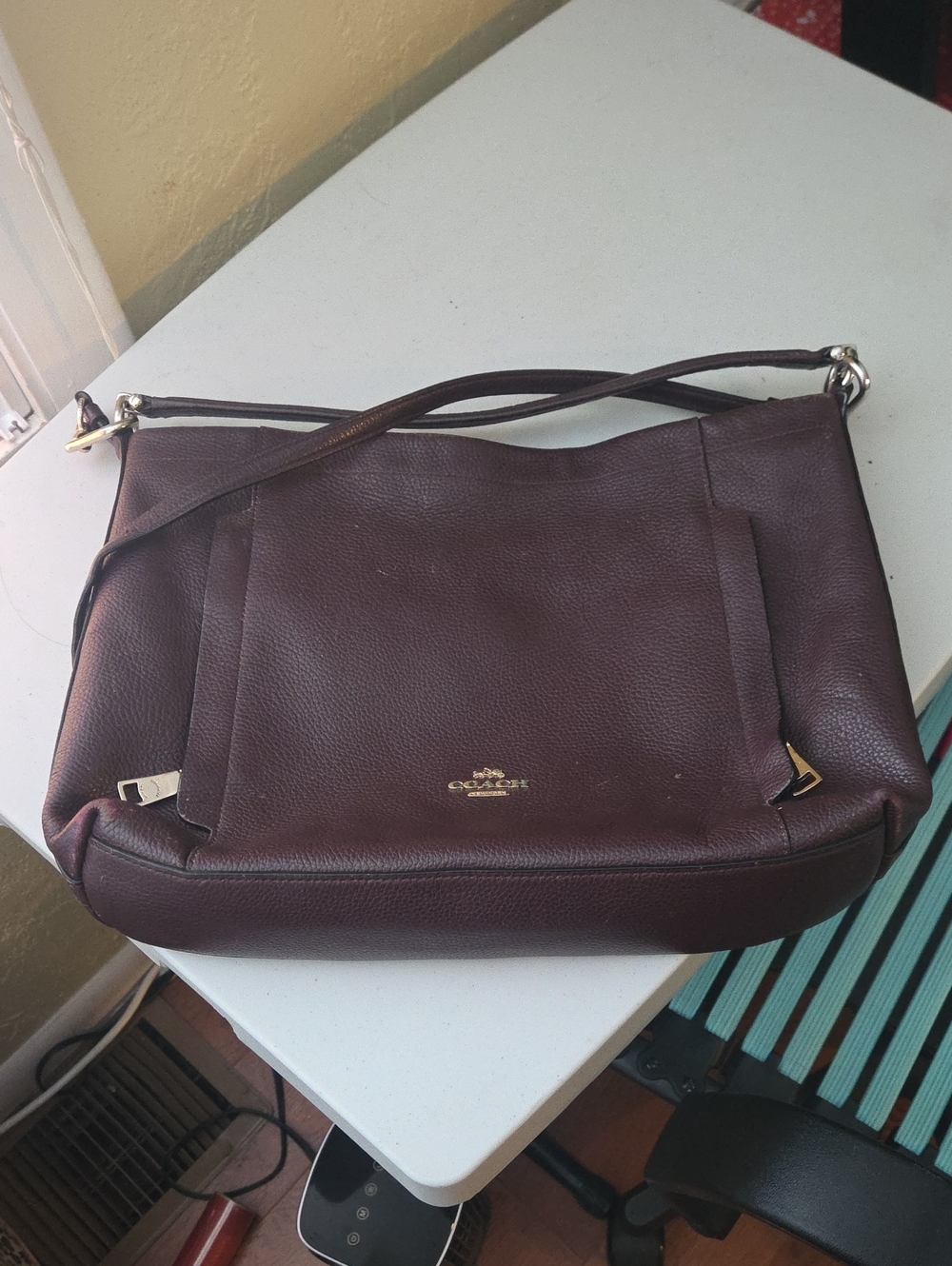 Coach Leather Shoulder Bag in Deep Wine